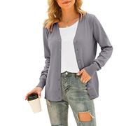 PCEAIIH Women Casual Open Front Cardigans Long Sleeve Knitted Short Cardigan Soft Knitwear Sweater M Dark Gray