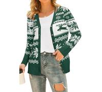 PCEAIIH Women's Cardigan Christmas Snowflake Reindeer Knitted Sweater Lightweight Button Down Cardigan Knit Casual Outwear Xmas Green