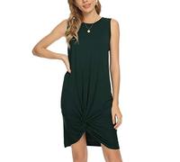 PCEAIIH Women's Summer Sleeveless Vest Mini Dress Gradient Slim Tank Tops Beach T Shirt Dresses (XXL, Dark Green)