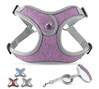 PcEoTllar Dog Harness and Lead Set, Reflective Chest Step-in Harness for Medium Dogs with 1.4M Leash, Purple-L