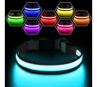 Pceotllar Light Up Collar - Rechargeable Flashing LED, Waterproof, 7 Colors, 8 Modes - Black, Adjustable for Small to Large Dogs