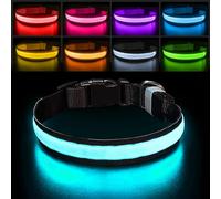 Pceotllar Light Up Collar - Rechargeable LED Dog Collar, Adjustable for Small to Large Dogs, Waterproof, 7 Colors, 8 Modes - Black