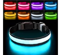 PcEoTllar Light Up Dog Collar, Dog Collar Light Rechargeable 7 Colors, LED Dog Collar with Light for Night Walking Waterproof & Adjustable for Small Medium Large Dogs, Black(7 Modes)-L