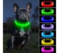PcEoTllar Light Up Dog Collar, Rechargeable Flashing Dog Collar for Night with 7 Colors 9 Modes, LED Dog Collar with Light for Puppy Small Medium Large Dogs, 70cm Cuttable