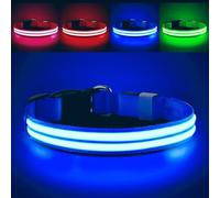 PcEoTllar Light Up Dog Collar - Rechargeable, Waterproof, Adjustable LED Collar for Night - Flashing, Glowing for Small Medium Large Dogs - Blue-S