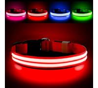 PcEoTllar Light Up Dog Collar - Rechargeable, Waterproof, Adjustable LED Collar for Night - Flashing, Glowing for Small Medium Large Dogs - Red-L