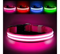 PcEoTllar Light Up Dog Collar - Rechargeable, Waterproof, Adjustable LED Collar for Night - Flashing, Glowing for Small Medium Large Dogs - Pink-L