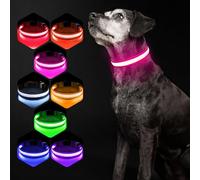 Pceotllar Rechargeable LED Dog Collar, 7 RGB Colours, 8 Light Modes, Heavy Duty, Adjustable and Waterproof for Large, Medium and Small Dogs, Maximum Night Safety