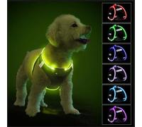 PcEoTllar Rechargeable LED Dog Harness, Waterproof Vest for Night, Black-S