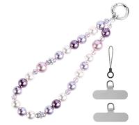 pcgaga Designed Pearl Beaded Phone Charm, Phone Wrist Strap, Handmade Bracelet Straps, Anti-Lost Lanyard Wrist Chain for Airpods Women Girls Gift (Purple Dream)
