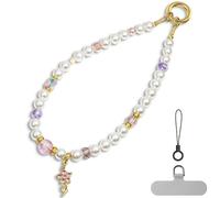 pcgaga Designed Pearl Beaded Phone Charm Wrist Strap, Handmade Anti-Theft Bracelet Straps, Detachable Wrist Chain Lanyard for Mobile Phone Accessories, Keychain, Women's Gifts (Pink Blossom)