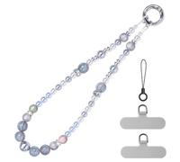 pcgaga Designed Pearl Beaded Phone Charm Wrist Strap, Handmade Anti-Theft Bracelet Straps, Detachable Wrist Chain Lanyard for Mobile Phone Accessories, Keychain, Women's Gifts (Gray Pearl)