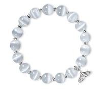 pcgaga Natural Crystal Bracelet Heart Healing Crystals for Women Friends Beaded Jewellery Bracelet Love Charm Bracelet Valentines Gift for Her (Fishtail White)