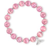 pcgaga Natural Crystal Bracelet Heart Healing Crystals for Women Friends Beaded Jewellery Bracelet Love Charm Bracelet Valentines Gift for Her (Fishtail Pink)
