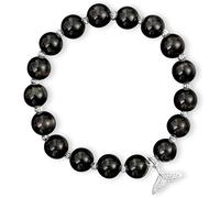 pcgaga Natural Crystal Bracelet Heart Healing Crystals for Women Friends Beaded Jewellery Bracelet Love Charm Bracelet Valentines Gift for Her (Fishtail Black)