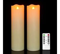 PChero 10" x 3" Flickering Flameless Candles with Remote and Timers, Battery Operated Real Wax LED Pillar Candles - Set of 2, for Home Decor, Candle Sconces