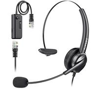PChero 6ft Hands-free Call Center Noise Cancelling Corded Monaural 4-Pin RJ9 Crystal Head Headset Headphone with Mic for Cisco IP Desk Phones