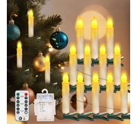 PChero Christmas Tree Candles, 30 PCS LED Battery Operated Fake Flameless Electric Tapered Candles Flickering with Remote Timer for Home Party Indoor Outdoor Xmas Christmas Decorations
