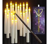 PChero Floating Candles with Wand, 20 Pack Battery Operated LED Flameless Tapered Fake Candles Flickering with Remote Control for Home Halloween Christmas New Years Eve Party Decorations