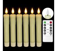 PChero LED Flameless Taper Candles with Remote, 6pcs Battery Operated Real Wax Candles Ivory Electric Flickering Candlesticks for Christmas Home Table Room Decoration - Warm White