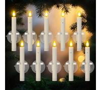 PChero LED Taper Candles with Dusk to Dawn Sensor, 10 Pack Flameless Battery Electric Christmas Window Candles Flickering with Suction Cups for Home Room Christmas Halloween Wedding Window Decorations