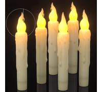 PChero LED Tapered Candle with Timer, 6pcs LED Flameless Battery Taper Floating Candles Sticks for Christmas Halloween Home Room Table Decorations