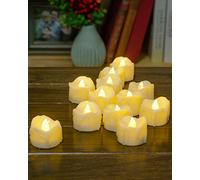 PChero LED Tea Lights Candles with Timer, 12 Pack LED Flameless Battery Tealight Fake Candles Flickering for Wedding Christmas Table Decorations Home Room Decor - Beige