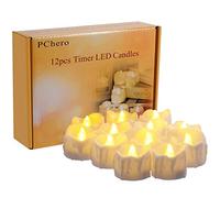 PChero LED Tea Lights Candles with Timer, 12 Pack LED Flameless Battery Tealight Fake Candles Flickering for Wedding Christmas Table Decorations Home Room Decor