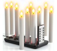 PChero Rechargeable Candles with Remote Control, 10 Pack Electric LED Battery Flameless Fake Tapered Candles Flickering Candle Lights for Halloween Christmas Home Dinner Table Decorations
