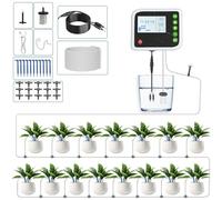 PChero Rechargeable Irrigation System Kit, Automatic Self Watering System with Timer Garden Greenhouse Drip Irrigation System with 15M Hose for Pots Lawn Indoor Outdoor Plants