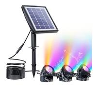 PChero RGB Solar Pond Lights, 3pcs IP68 LED Underwater Spot Lights for Garden Pool Pond Fountain Waterfall Outdoor Decorations