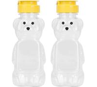 Pchnfei 2 Pcs Plastic Bear Honey Bottle Jars,Empty Honey Squeeze Bottle with Yellow Flip-top Lid for Storing and Dispensing Condiment Squeeze Bottles (8 Oz)