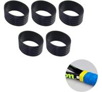 Pchnfei 5 Pcs Black Tennis Racket Handle Rubber Ring Stretchy Tennis Racquet Band Overgrips, Tennis Racket Grips Racquet Accessories