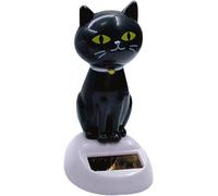 Pchnfei Black Cat Solar Bobblehead Figures, Novelty Solar Bobblehead Solar Power Bobblehead Figures for Halloween Car Dashboard Decor, Party and Joke Articles