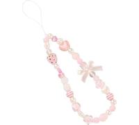 Pchnfei Pink Mobile Phone Lanyard Phone Chain Bow, Pearl Beaded Phone Lanyard Wrist Strap Anti Lost Phone Charm Strap Fashion Phone Case Keychain Wallet Decoration Pendant for Women