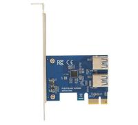 PCI E 1 to 2 Riser Card, 1 to 2 PCIE Riser Card, Pcie Splitter with ASMedia ASM1182E Chip, 1X to 2 External PCI E USB 3.0 Adapter for Bitcoin Ethereum Mining, High Stability Good F