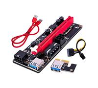 PCI-E Riser 009S 1X 16x Extender PCI E USB Riser 009S Dual 6Pin Adapter Card SATA 15pin Compatible With BTC Miner R USB 3.0 Graphics Card (Size : 0.6m, Color : Rosso)