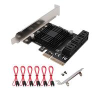 PCI-E SATA Expansion Card 6 Ports PCIe x4 to SATA 3.0 6Gbps Expansion Controller Adapter Card with 6 SATA Cables and Low Profile Bracket, Non-Raid( ASM1166 ) (PCIE X4 SATA 6 Ports)