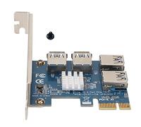 PCIe 1 to 4 Riser Card, Blue Plug - in Design Expansion Adapter with 4 USB 3.0 Gold - Plated Ports, Compatible with PCIe X1/X4/X8/X16 Slots for Desktop PC Build and GPU Mining Rig