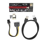 PCIE 1X to 16X Riser Card, PCIe GPU Riser Express Cable with 4 Solid Capacitors and 6 PIN Power Interface, Flexible USB 3.0 Data Cable with Fixed Buckle for Mining Graphics Card (Black line style)