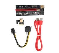 PCIE 1X to 16X Riser Card, PCIe GPU Riser Express Cable with 4 Solid Capacitors and 6 PIN Power Interface, Flexible USB 3.0 Data Cable with Fixed Buckle for Mining Graphics Card (Red line style)