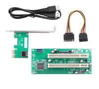PCIe 1X to PCI Adapter Card - Dual Slot Converter with External SATA Power, Plug & Play for Sound/Network/Gold Tax Card