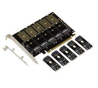 KALEA-INFORMATIQUE PCIe 3.1 x16 controller card for 5 M2 SSDs (M.2 NGFF B Key or B+M Key SATA) or SATA hard drives. High Low Profile with JMB585 Chipset