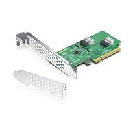PCIe 4.0 X8 to dual SlimSAS 8i, U2 SFF-8639 to SFF-8654 4i Slimline NVMe PCIe SSD Adapter for mainboard, without PCIe bifurcation function, support 2 x U.2 SSD