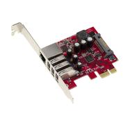 Pcie Controller Card 3 Ports USB 3.0 + 1 Port Gigabit Ethernet - NEC + Realtek