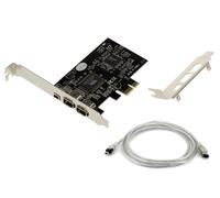 KALEA-INFORMATIQUE 3-Port IEEE1394a FireWire 400 PCIe controller card with VIA6308 and ASM1083 chipset. High and low profile brackets, with Ilink cable.