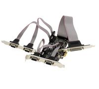 KALEA-INFORMATIQUE Parallel IEEE1284 DB25 LPT SPP ECP PCIe controller card and 4 serial COM RS232 DB9 ports with Moschip MCS9900 MCS9922 chipset.