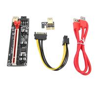PCIe Riser Card with 8 Capacitors, GPU Riser Adapter 1X to X16, 6PIN Power Interface and Multi Layer Shielded Cable for 7 8 10 Linux Mining Rig