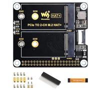 PCIe to 2-CH M.2 Adapter for Raspberry Pi 5 HAT+ Standard, Compatible with M.2 NVMe SSD 2230 2242 Solid State Drive, RPi 5 M.2 HAT High-Speed Reading/Writing