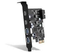 PCIe USB 3.0 Card for Desktop (2x Type-C, 2x Type-A) with Internal 19-Pin Connector/Type E (A-Key) Front Panel Adapter Support Windows 10/11 and Linux